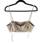 Topshop Bralette Top Linen Blend Zip Closure Adjustable Straps Striped Beige 10 Photo 1