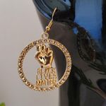 Gold Tone Black Lives Matter Rhinestone Earrings Photo 0