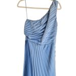 Abercrombie & Fitch Blue Satin Pleated One Shoulder Giselle Maxi Dress Size M Photo 4