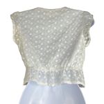 idem Ditto  White Eyelet Floral Crop Top Small Peplum Ruffle Sleeve Plunge Neck Photo 1
