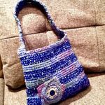 Crocheted Purse Multi Blue with White Specs Color Bag Photo 0