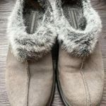 Skechers  Slip On Mules Womens  size 9.5 Gray Fur Lined Chunky Shoes‎ Backless. Photo 0