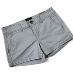 American Eagle NWT Outfitters Midi Stretch Shorts Women's Size 2 Light Gray Photo 0