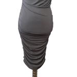 Love by Design Sexy Bodycon Midi Dress Ruched Sleek One Shoulder Black W S NWOT Photo 3