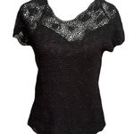 LeRoy Knitwear Vintage Black Crochet Top | EUC | Scalloped Hem Size M Photo 0