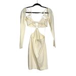 Cult Gaia  Mia Linen Blend Long Sleeve Cut Out Mini Dress XS in Off White Photo 3