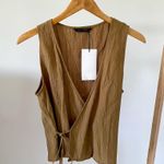 ZARA NWT  Textured Tie Front Wrap Tank Top in Mustard Brown - S Photo 0