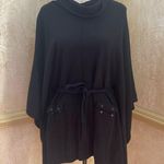 Yoon Black Cotton Blend Turtleneck Poncho with Belt and pockets Knee length Sz M Size M Photo 1