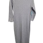 NWT Anthropologie Gray Knit Mock Neck Long Sleeve Ribbed Maxi Dress Size 1X Tan Photo 0