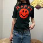 70s vintage faded black happy smiley face patchwork tee shirt by hidaco Photo 2