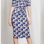 Boden Ruth Faux Wrap Dress Blue Botanical Sz 10 Long workwear business casual Photo 1