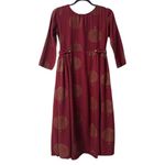 Sassafras Autumn Midi Dress XS Burgundy Gold Tree Print Fall Modest Boho Cottagecore Artsy Photo 1