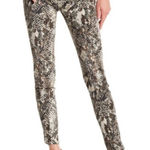 Etienne Marcel Camo Snake Print Printer Skinny Jean Womens Size 26 Style EM7026 Brown Photo 0
