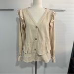 Daisy Lane Size L Cream Cotton Ruffle Button Blouse Top Neutral Farmhouse Rustic Tan Size L Photo 1