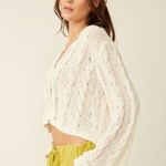 Free People  Dainty Bell Sleeve Robyn Cardi Cardigan Sweater Bright White Large Photo 2