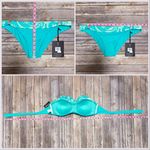 Skye Turquoise Blue Green Ivory Coastal Bandeau Molded Cup Tropical Bikini XL Photo 9