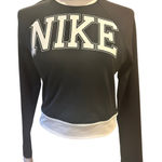 Nike  Mock‎ Neck Long Sleeve Top Black and White Athleisure Activewear Photo 0