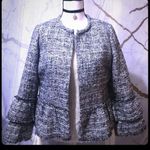 Chico's Chico’s bell sleeve gray tweed peplum blazer, M Photo 0
