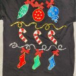 Victoria Jones Vintage  petit beaded sequin Christmas sweater stocking candy cane Photo 1