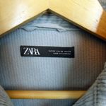 ZARA  Oversized Corduroy Trucker Jacket Womens XS Baby Blue Raw Hem Gorpcore 90s Photo 8