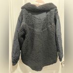 Free People FP Movement Seaside Crocheted Sherpa Fleece Jacket Black Size S Photo 4