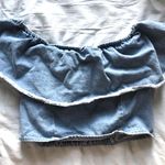 American Eagle Outfitters jean off the should ruffle crop top Blue Size M Photo 0