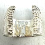 Sterling silver ribbed cuff bracelet, made in Israel Photo 10