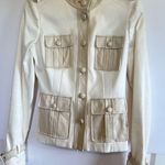 Rachel Zoe Vintage Cream Leather Moto Jacket Size 2 Photo 7