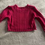 Almost Famous Vibrant Pink Ribbed Crop Sweater Photo 1