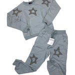 Rehab  - Beaded Star Cut Out Sweatshirt & Sweatpant Set in Gray Photo 0
