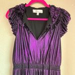 Adelyn Rae  Barbara Metallic Purple Ruffled Tiered Midi Party Dress S Photo 8