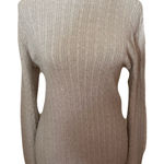 Peruvian Connection Cable Knit Turtleneck Sweater Sz L Taupe Tan Basic Photo 0