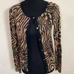 DKNY Mob wife Animal print Silk Cashmere Cardigan Sweater Photo 0
