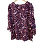 Gloria Vanderbilt  Batik‎ Stamp Peasant Shirt Bell Sleeve Nova Blouse Size XL​​ Photo 2