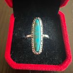 Boho Turquoise Oval Shape Gemstone Boho Statement Ring Size 6 Blue Photo 0
