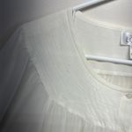 Loft Cream Blouse with Bib Collar and Ruffled 3/4 Sleeves Photo 4