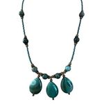 Vintage Green Striped Agate Necklace Teardrop Pendant Brass 17" + 3" extender Photo 0