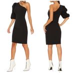 Black Halo Women's Cooper Sheath Dress One Shoulder Puff Sleeve In Black Size 0 Photo 1