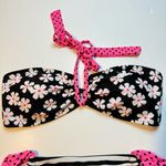 SO  Kohls Swim Bikini Set Bandeau XL black white Polka Dots Stripes Daisy M Photo 1