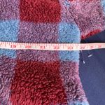Eddie Bauer  XL High Neck Blue & Maroon Plaid Fleece Sherpa Top 1/4 Zip Photo 4