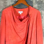 VAKKO New York Orange Suede Leather Asymmetrical‎ Drape Front Jacket Size Large Photo 1
