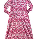 LIVRO Oversized Classic Kurta Caftan Ikat Pink & White Pockets Size XS Photo 0