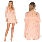 For Love & Lemons Gilded Star Mini Dress Size Medium Pink Silk Ruffle Cocktail Photo 2