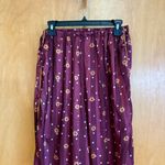 Anthropologie Free People Floral Burgundy elastic band satin pants Photo 2