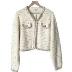 J.Crew NEW Cropped Lady Jacket Blazer in Marled Yarn Heather Ivory Size Medium Photo 1