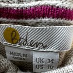 Boden Morton Hoodie Cashmere Wool Sweatshirt Knit Rainbow Stripe Ribbed Beige 10 Photo 2