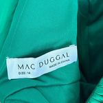 Mac Duggal  Puff Sleeve Satin Faux Wrap Gown in Emerald Green Size US 14 NWT Photo 6