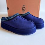 UGG  Tazz Slippers Women 9 Navy Blue Suede Platform Slip-On Shearling Lined Shoes Photo 16
