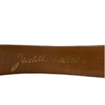 Vintage Judith Leiber Snakeskin Leather Belt Gold Metal Stone Buckle Adjustable Tan Photo 2