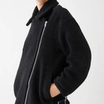 & Other Stories & other stories black wool long oversized side zip polo collared moto jacket S​ Photo 0